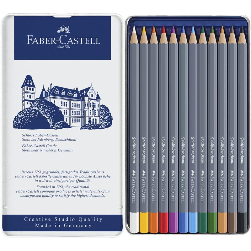 ファーバーカステル カラーグリップ 水彩色鉛筆 12色 缶入 - 文房具