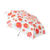 折りたたみ傘 estaa 晴雨兼用 大きめ 水彩花柄 レッド