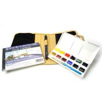 固形水彩絵具ラウニー スケッチセット ポストカード＋筆付き | ゆめ画材