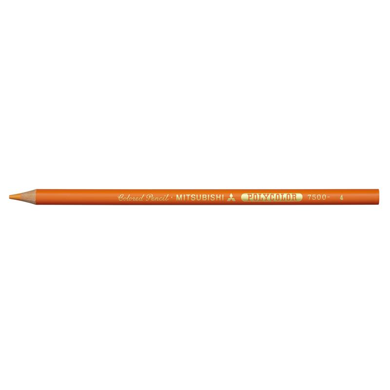 三菱鉛筆 ポリカラー 色鉛筆 7500 だいだいいろ 12本 (1ダース)