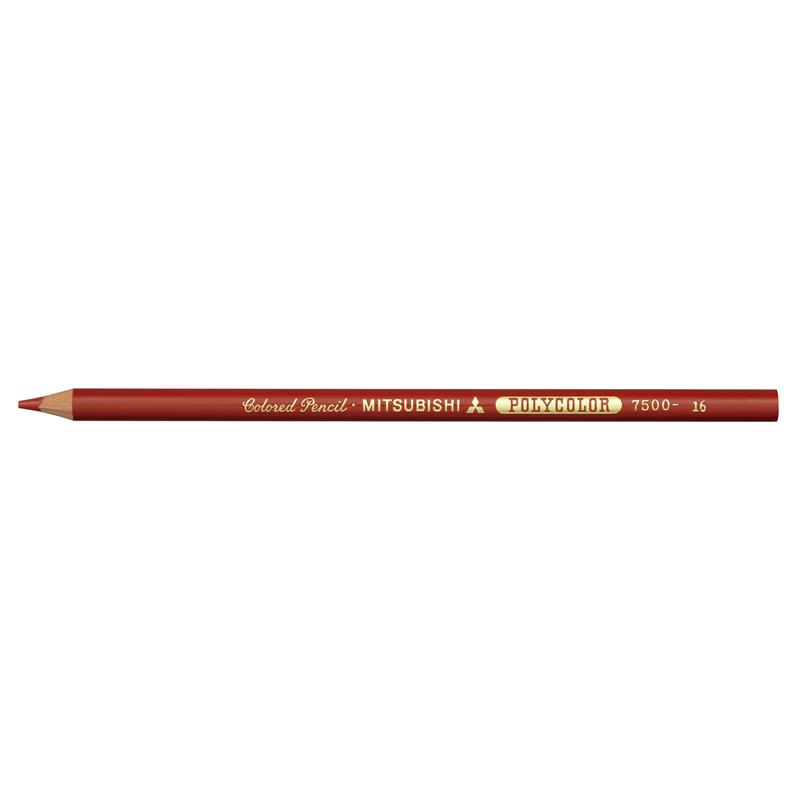 三菱鉛筆 ポリカラー 色鉛筆 7500 しゅいろ 12本 (1ダース)