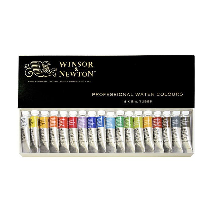 Winsor＆Newton プロフェッショナル ウォーターカラー 5ml チューブ 18色セット | ゆめ画材