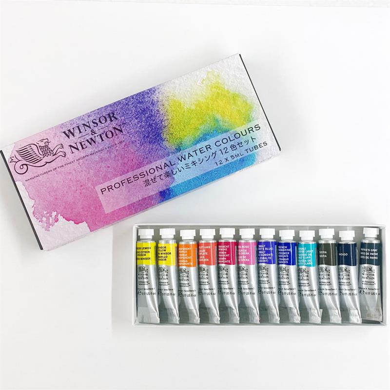 Winsor＆Newton プロフェッショナル ウォーターカラー 混ぜて楽しいミキシング 5mlチューブ 12色セット