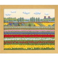 オリムパス製絲 クロスステッチ 刺繍キット オノエ･メグミ ヨーロッパの花風景 額 チューリップ畑(オランダ)