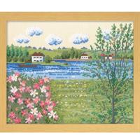 オリムパス製絲 クロスステッチ 刺繍キット オノエ･メグミ ヨーロッパの花風景 額 セーヌ河の春(フランス)
