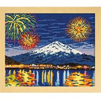 オリムパス製絲 刺繍キット フレーム 四季を彩る｢日本の名所｣ 河口湖冬花火と富士山