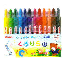 Pentel ぺんてる くるりら 色鉛筆 12色セット | ゆめ画材