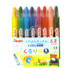 Pentel ぺんてる くるりら 色鉛筆 8色セット | ゆめ画材