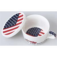 小倉陶器 フラッグカフェ フタ付マグカップ アメリカ