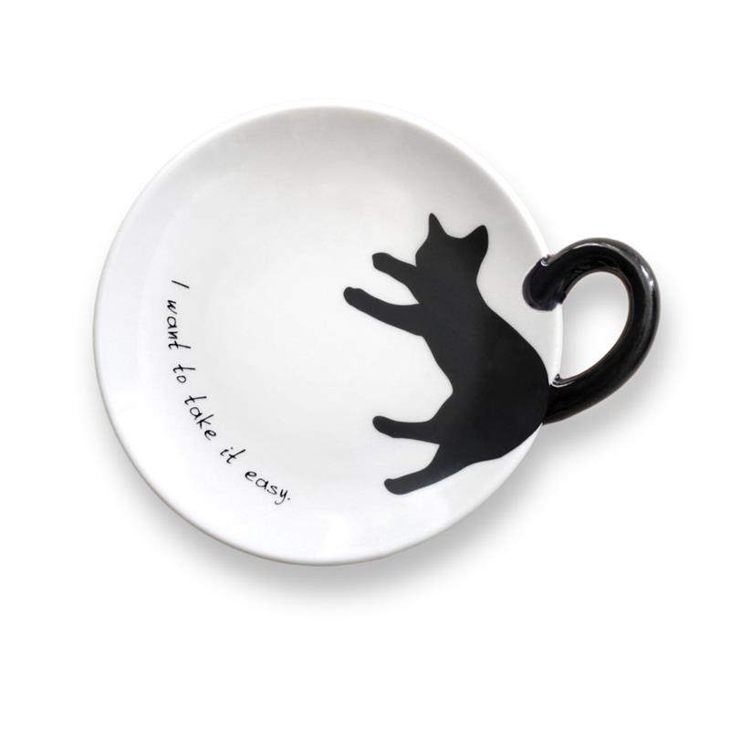 黒猫しっぽ皿 S/シンプル
