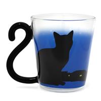 マグカップ 猫 (色変わり 夜明け/しっぽ左) 耐熱グラス