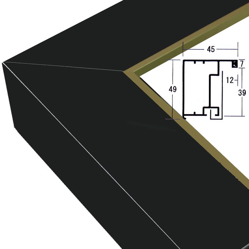 仮縁 フラット45 F100 黒×ゴールド | ゆめ画材