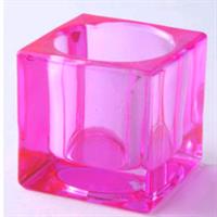 【1ケース（6個入）】 キャンドルグラス 「カラーキューブ S」 （ピンク）