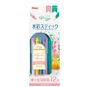 Vistage ヴィスタージュ 水彩スティック 色鉛筆 スイートミックス 12色 22春の新生活応援セール対象商品 ゆめ画材