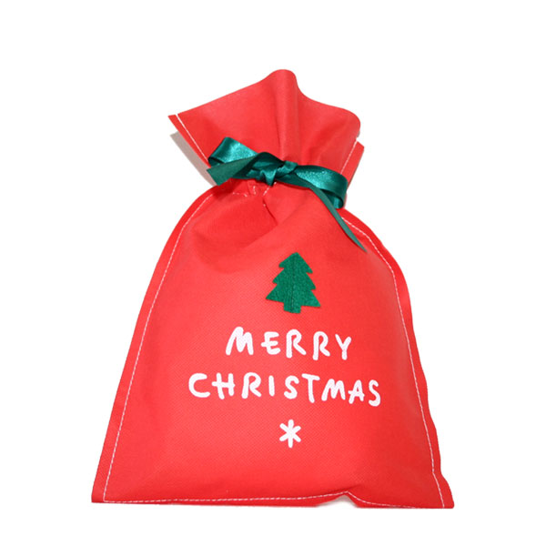 プレゼント用 クリスマス不織布バッグ 赤 Mサイズ（310×530mm）
